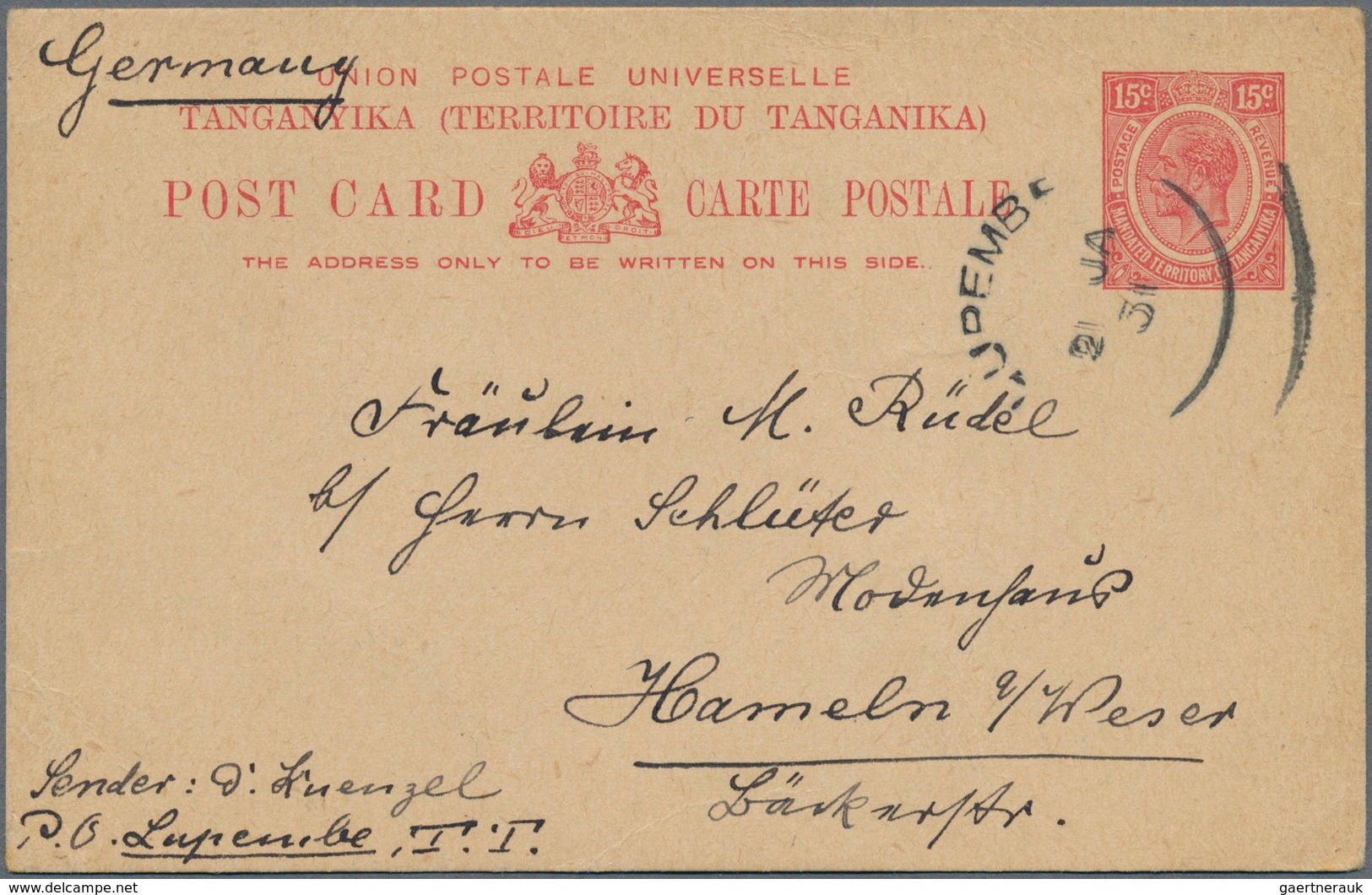 Ostafrikanische Gemeinschaft: 1920's-30's Group Of 19 Covers And Postal Stationery Card From K, U & - Afrique Orientale Britannique