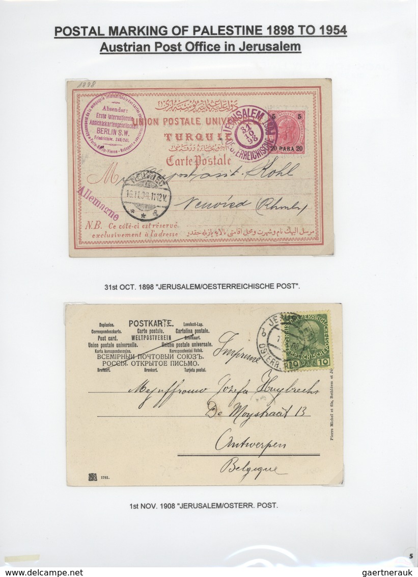 Palästina: 1898-1954, Exhibition Collection "HOLYLAND PALESTINE POSTAL MARKINGS FROM 1898 to 1954" o