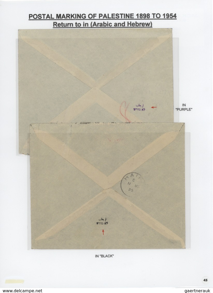 Palästina: 1898-1954, Exhibition Collection "HOLYLAND PALESTINE POSTAL MARKINGS FROM 1898 to 1954" o