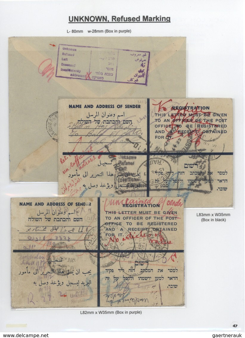 Palästina: 1898-1954, Exhibition Collection "HOLYLAND PALESTINE POSTAL MARKINGS FROM 1898 to 1954" o