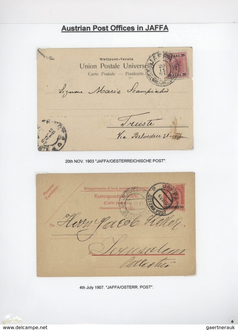 Palästina: 1898-1954, Exhibition Collection "HOLYLAND PALESTINE POSTAL MARKINGS FROM 1898 to 1954" o