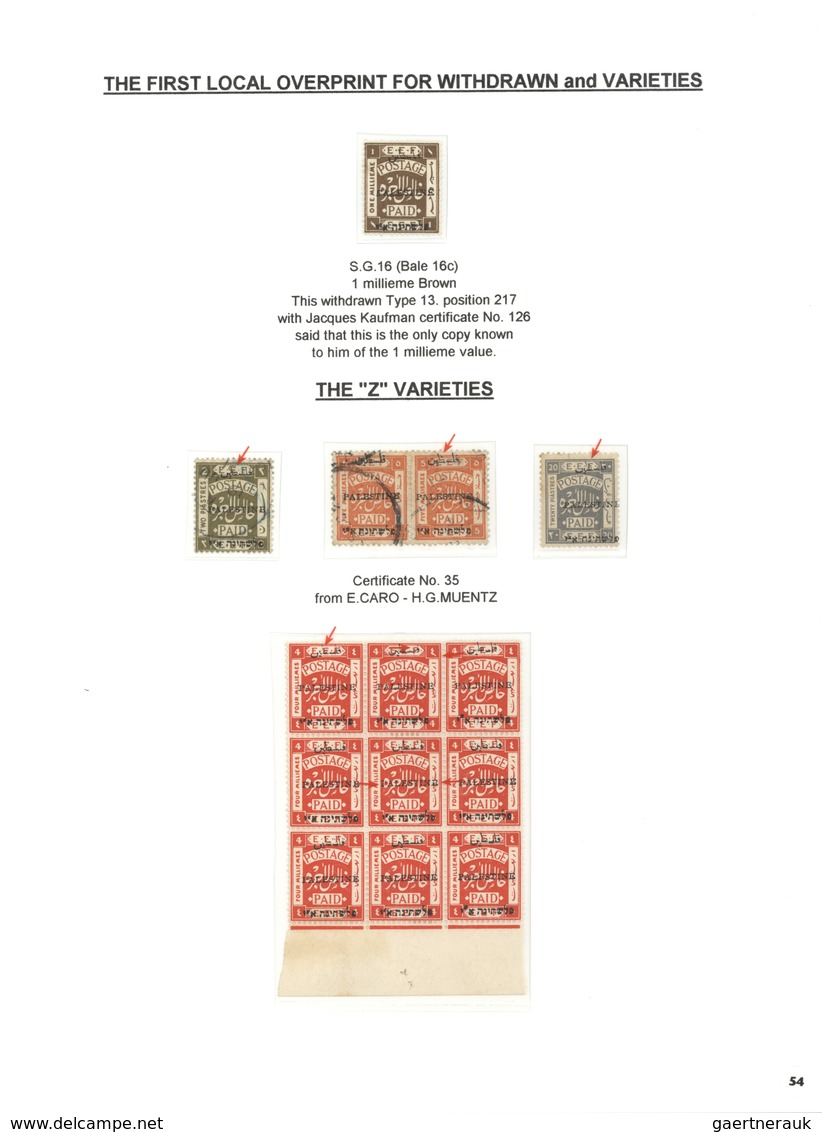 Palästina: 1918-1927, Exhibition Collection "PALESTINE STAMPS & COVERS FROM 1918 - 1927" on 80 leave