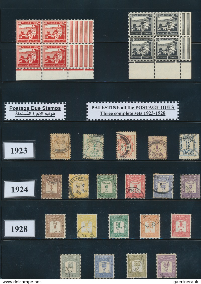 Palästina: 1918-28 Collection Of Mint And Used Stamps From 1st Issues (ultramarine) With Pictorial S - Palestina