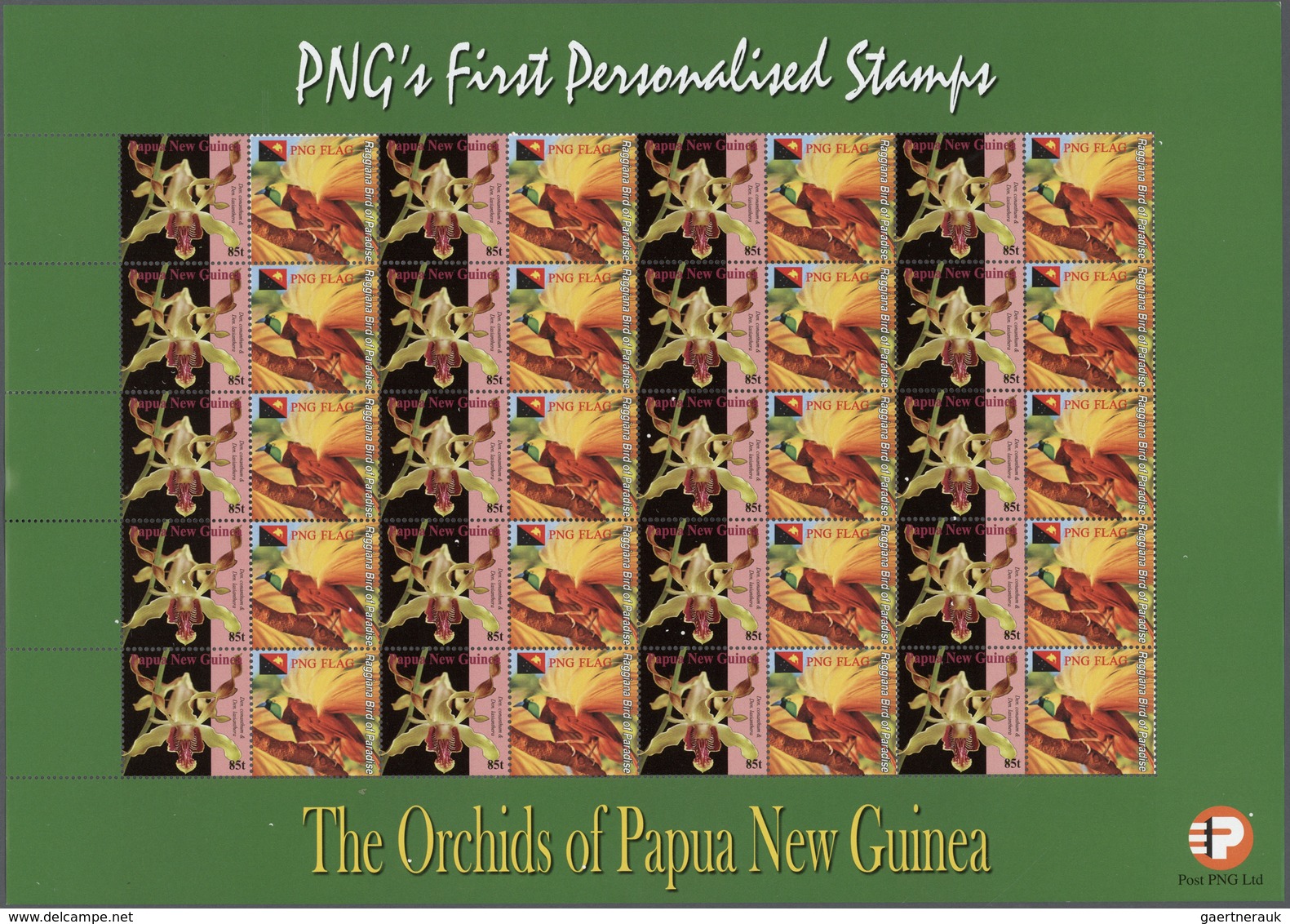 Papua Neuguinea: 2007. Lot With 500 Sheets ORCHIDS 0.85k With Personalised Ornamental Label RAGGIANA - Papouasie-Nouvelle-Guinée