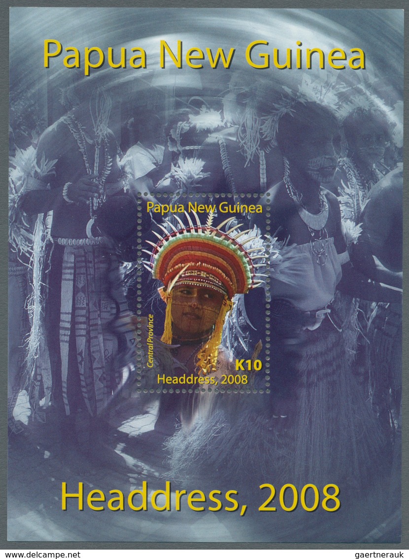 Papua Neuguinea: 2008, Papua New Guinea. HEADDRESSES. Lot Of 280 Souvenir Sheets Each Containing The - Papouasie-Nouvelle-Guinée