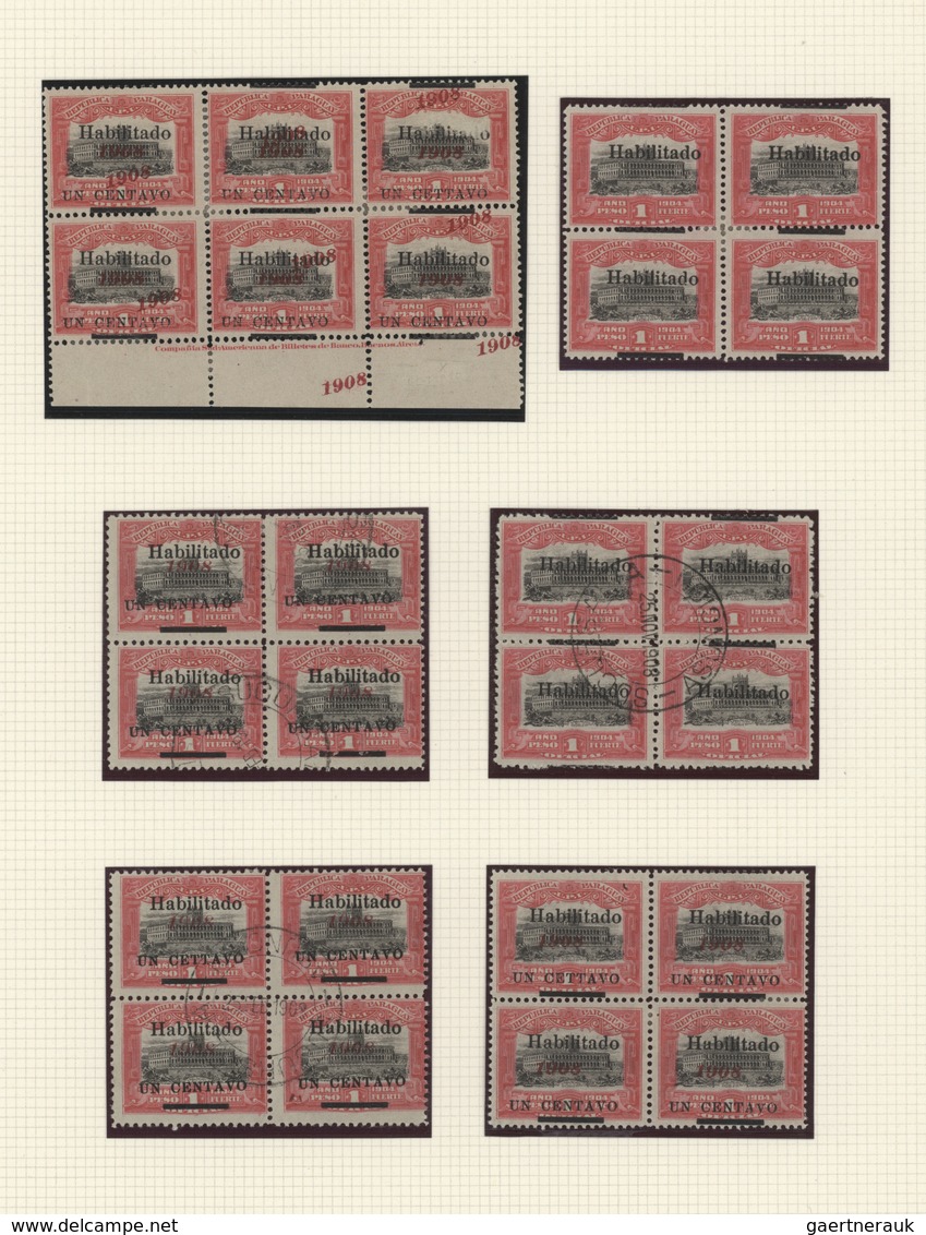 Paraguay: 1908/1909, Revaluation Overprints, Specialised Collection Of 108 Stamps (incl. Units) Neat - Paraguay