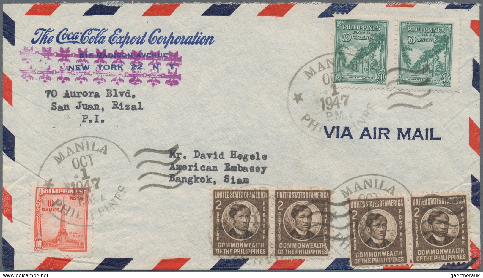 Philippinen: 1946-47 Nine Covers From The Philippines, Three From The U.S.A. And Two From Canada All - Philippines