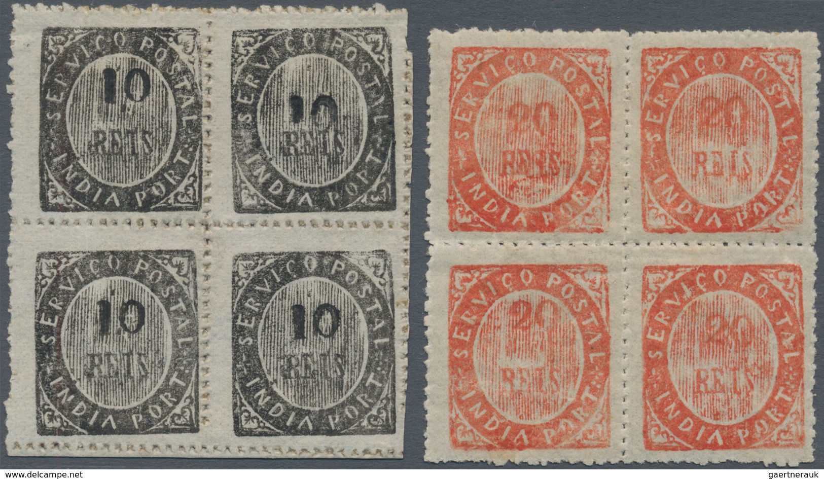 Portugiesisch-Indien: 1873/74, Type I Mint (one Used): 1 R. Type IA Error "1" Inverted, 1 R. IB Smal - Portuguese India