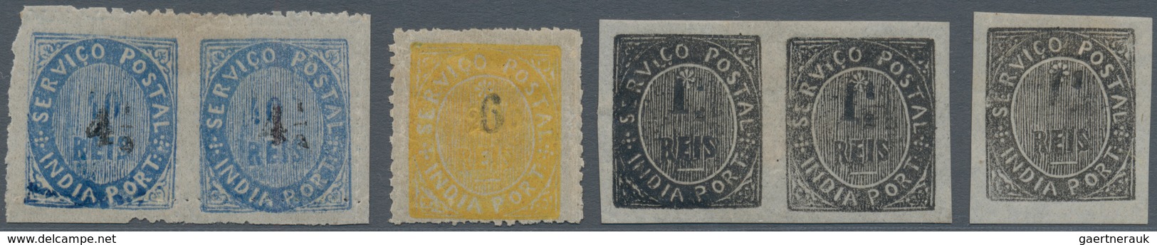 Portugiesisch-Indien: 1883, Native Issues, Mint Selection: 4 1 /2 On 40 R. Blue Pair Type IIB (MF123 - Portuguese India