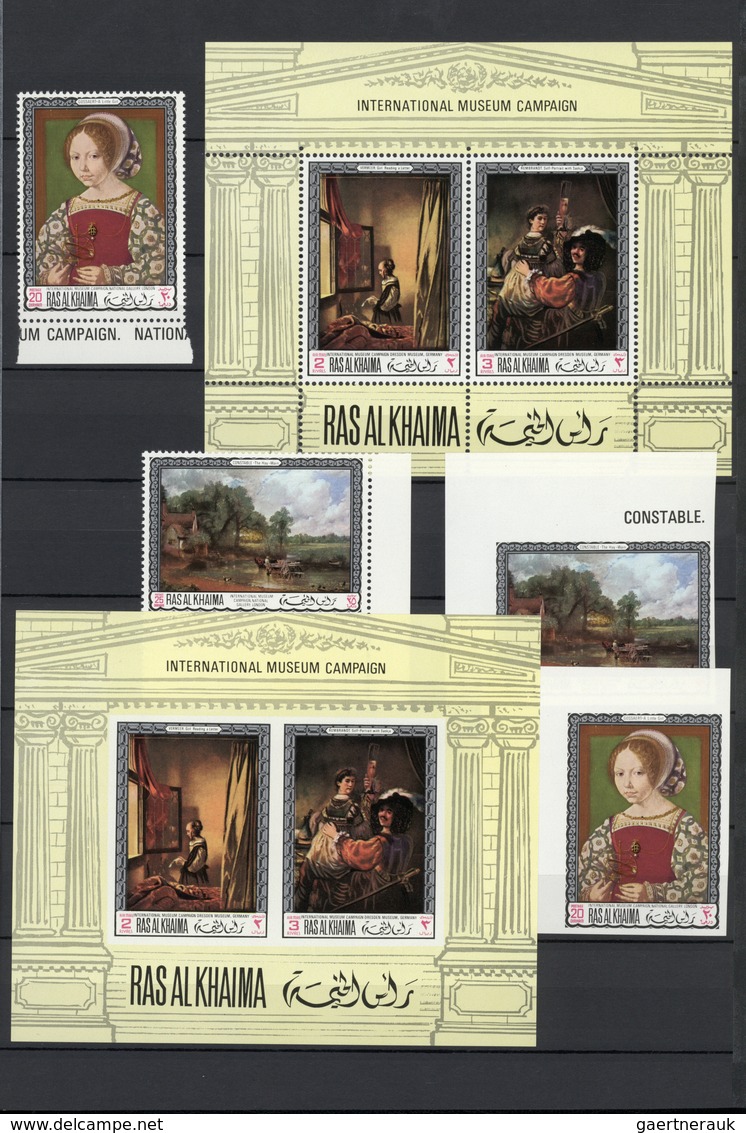 Ras Al Khaima: 1964/1969, U/m Collection In A Stockbook With Many Attractive Thematic Sets, Imperfor - Ras Al-Khaima