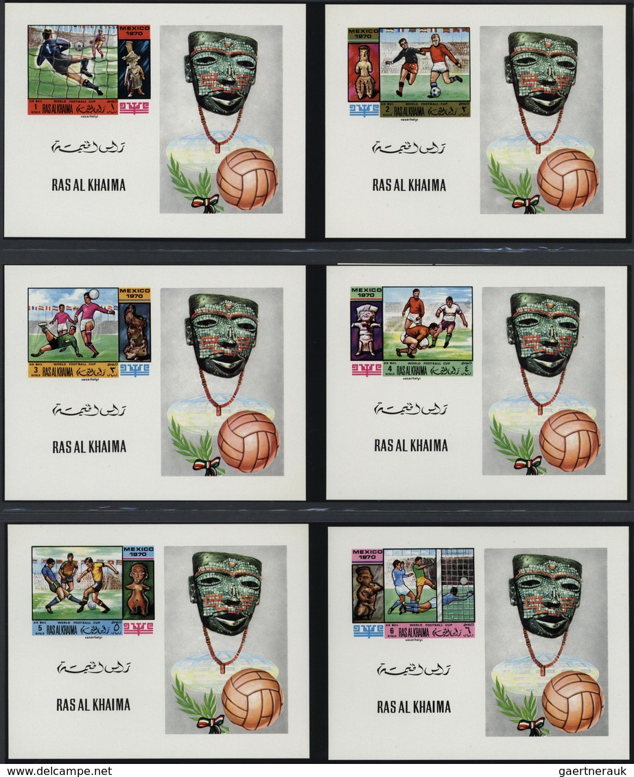 Ras Al Khaima: 1970, Football World Championship/Olympic Games, U/m Collection Incl. Se-tenant Gutte - Ra's Al-Chaima