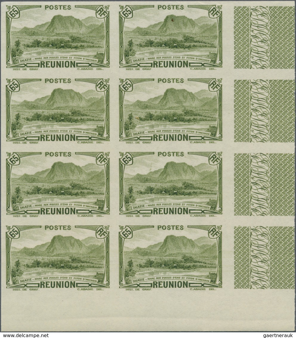 Reunion: 1933, Definitives "Views", 65c. Green "Piton D'Anchain", Lot Of 20 IMPERFORATE Stamps Withi - Neufs