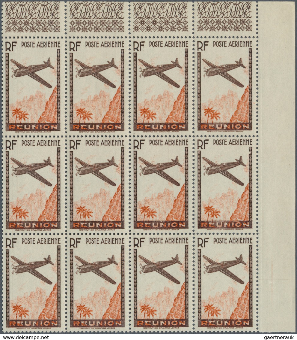 Reunion: 1938, Airmails, 6.65fr. Brown/orange Showing Variety "Missing Value" And "Shifted And Parti - Nuevos