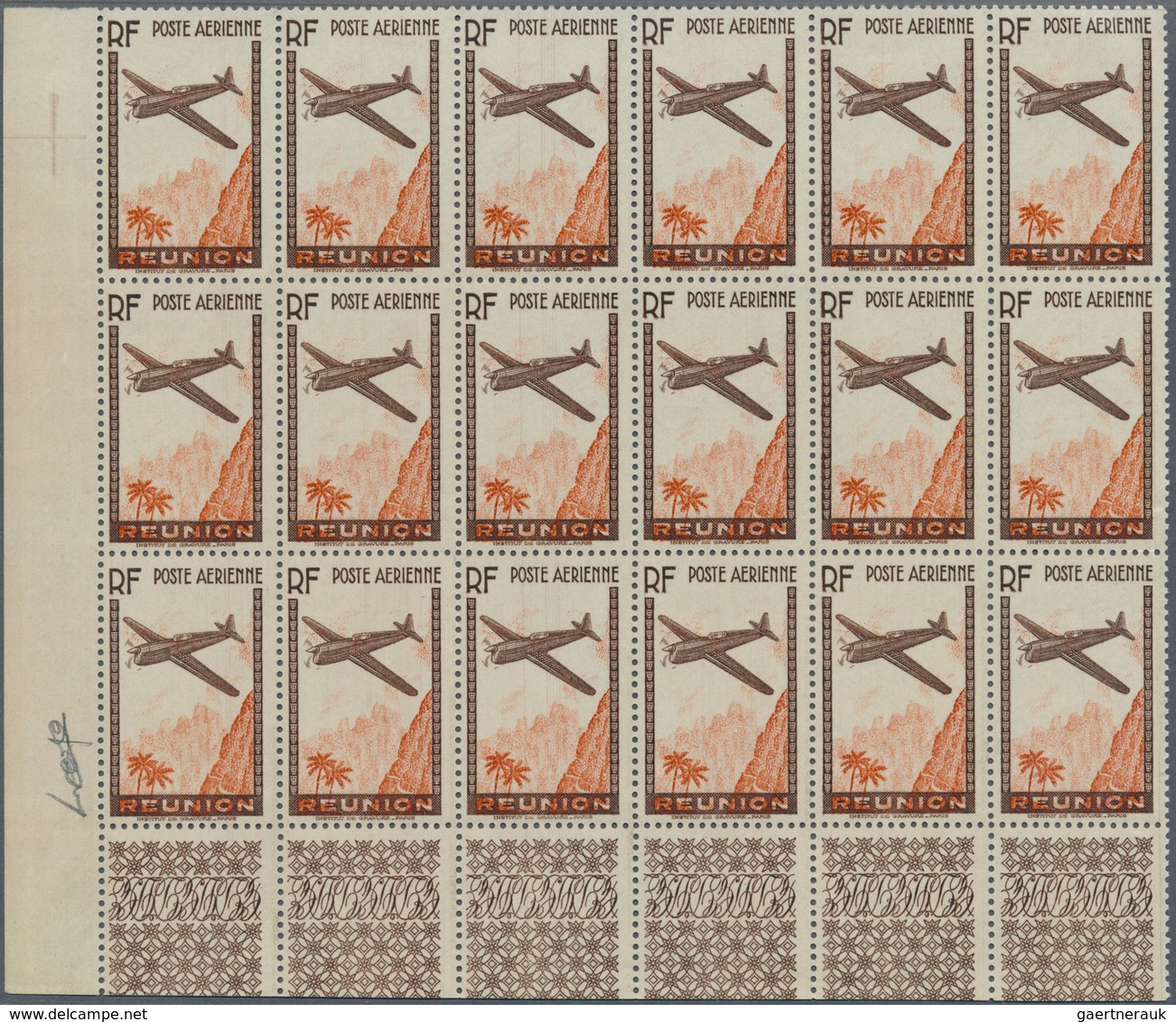 Reunion: 1938, Airmails, 6.65fr. Brown/orange Showing Variety "Missing Value" And "Shifted And Parti - Nuevos