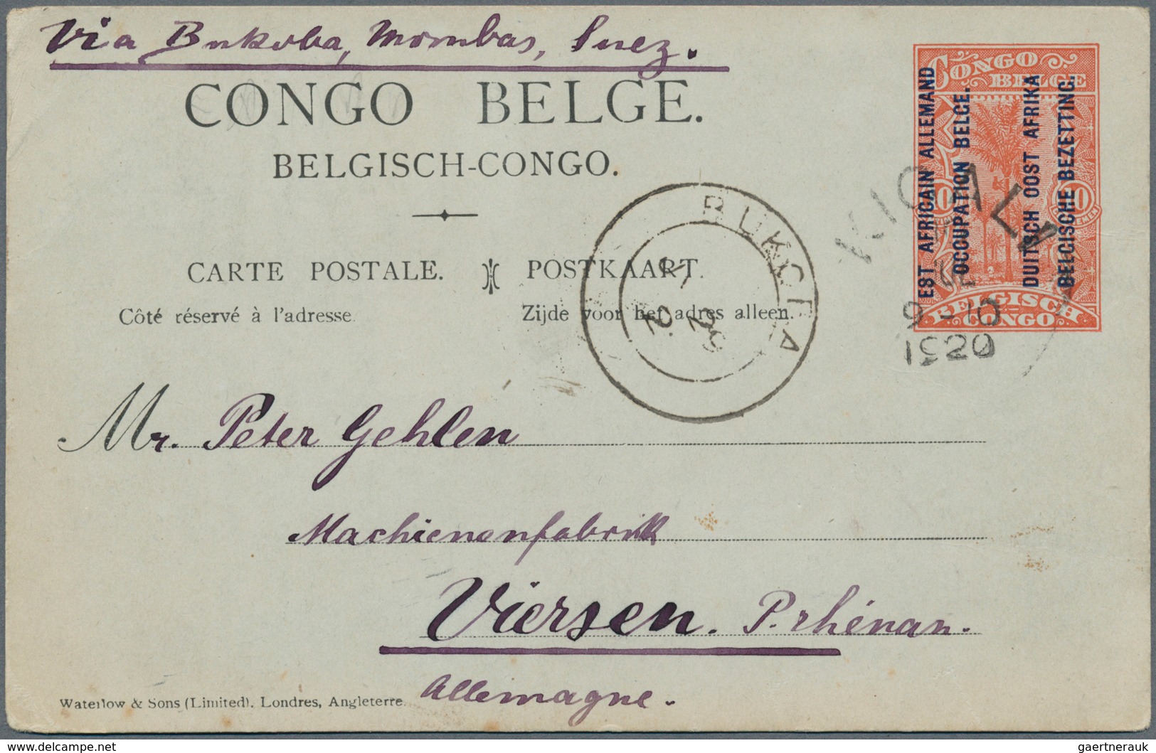 Ruanda-Urundi - Belgische Besetzung Deutsch-Ostafrika: 1917-21, Collection Of 90 Postal Stationery P - Cartas & Documentos