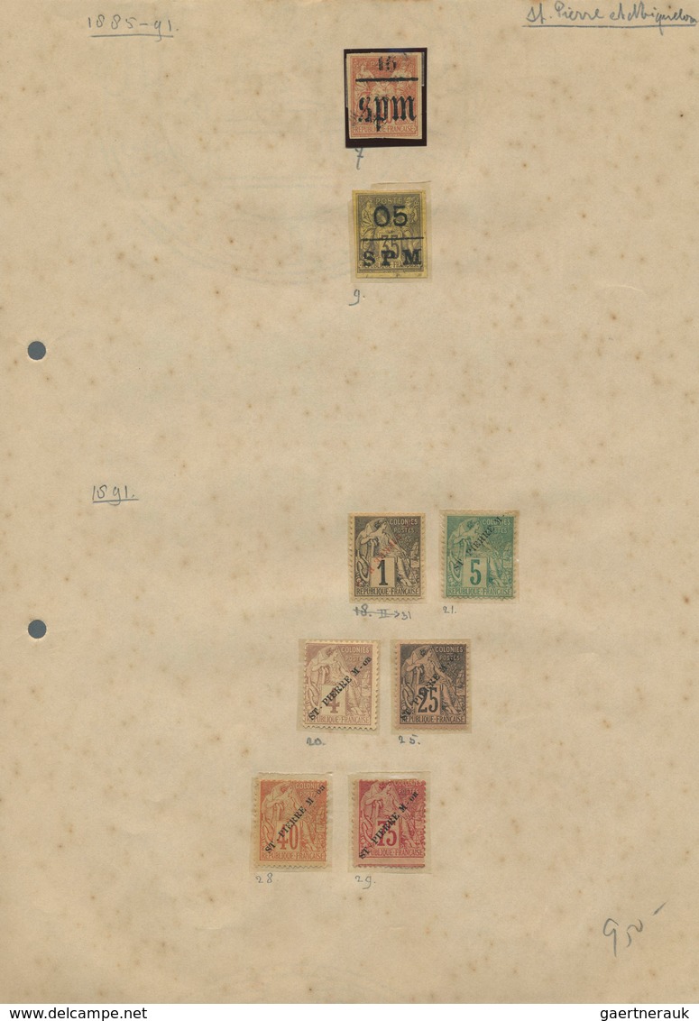 St. Pierre Und Miquelon: 1885/1900 (ca.), Mainly Unused Collection On Album Pages, Comprising 25 Ove - Otros & Sin Clasificación