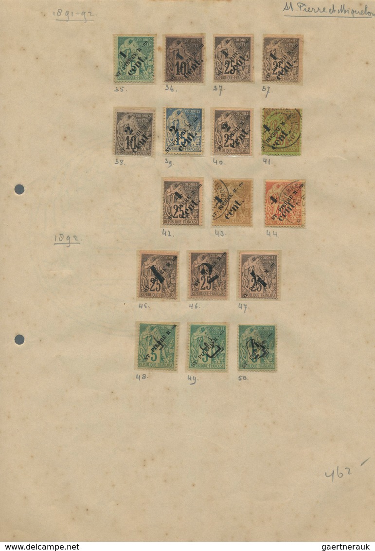 St. Pierre Und Miquelon: 1885/1900 (ca.), Mainly Unused Collection On Album Pages, Comprising 25 Ove - Autres & Non Classés