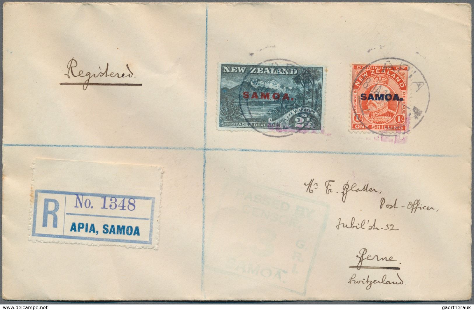 Samoa: 1916-20: Six Registered Covers From Apia To Germany, Switzerland And U.S.A. With Various Fran - Samoa