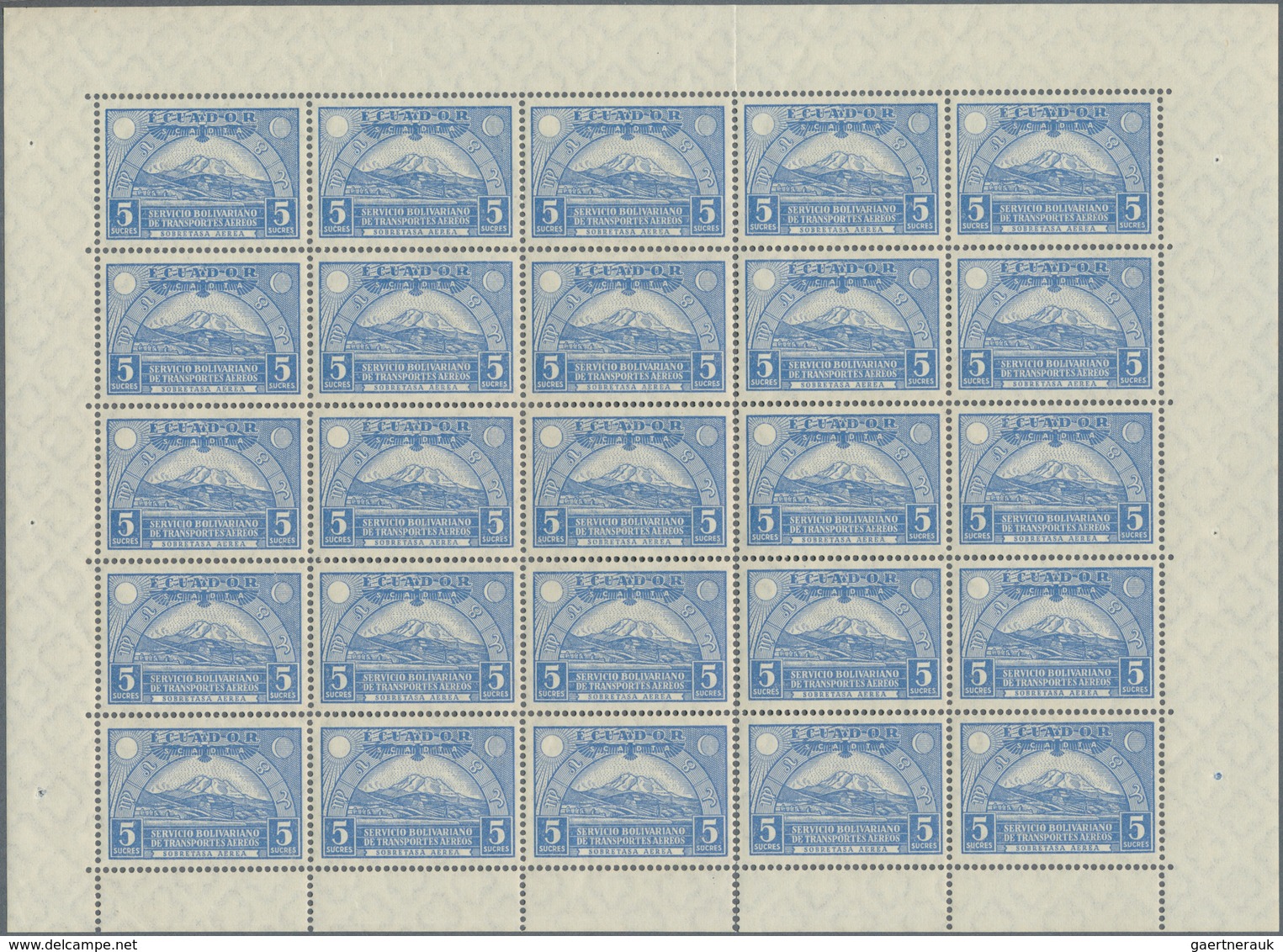 SCADTA - Ausgaben Für Ecuador: 1929, Pictorials, 5s. Ultramarine, 86 Stamps Within Units, Unmounted - Ecuador