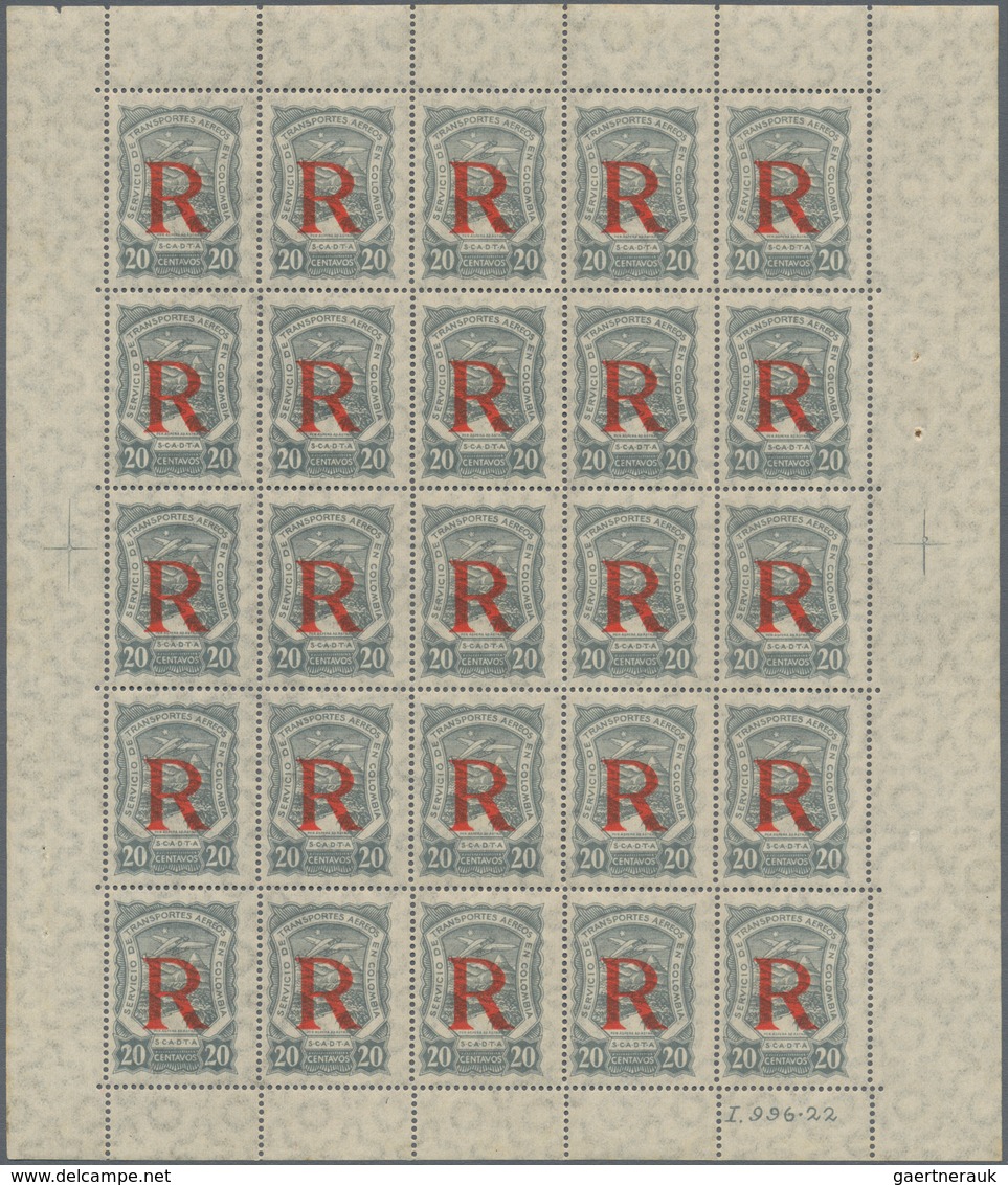 SCADTA - Ausgaben Für Kolumbien: 1923, Registration Stamp 20c. Grey, Lot Of 2.050 Stamps Within 82 ( - Colombia