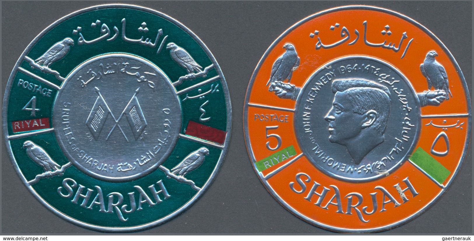 Schardscha / Sharjah: 1966, Arabian Golf Area Montary Conference Four Different Circular SILVER Foil - Sharjah