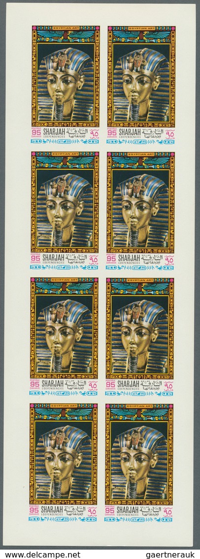 Schardscha / Sharjah: 1968, Ancient Egyptian Art, U/m Accumulation Of Imperf. Sheets (eight Stamps E - Sharjah