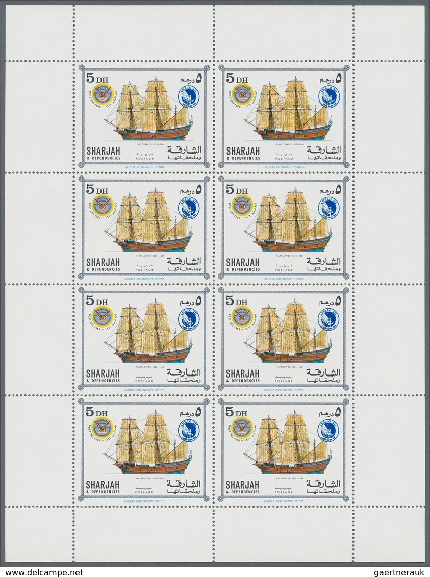 Schardscha / Sharjah: 1969, Sailing Ships With Opt. Of Blue APOLLO 12 Emblem In An Investment Lot Wi - Sharjah