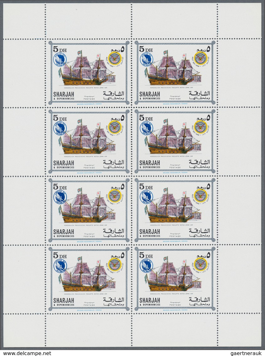 Schardscha / Sharjah: 1969, Sailing Ships With Opt. Of Blue APOLLO 12 Emblem In An Investment Lot Wi - Sharjah