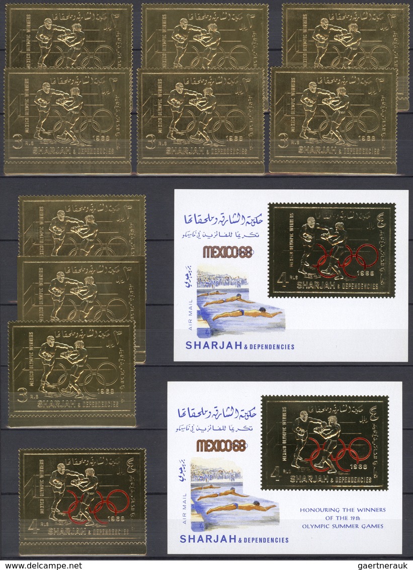 Schardscha / Sharjah: 1969/1972, GOLD And SILVER Issues, U/m Accumulation Of Apprx. 200 Souvenir She - Sharjah