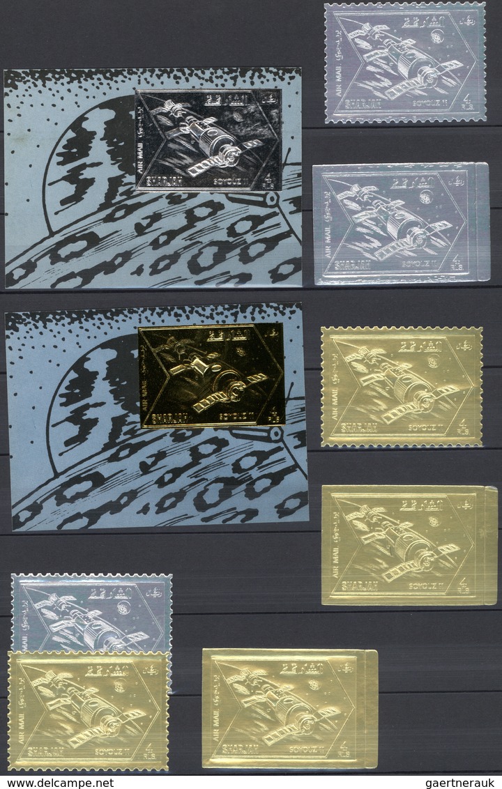 Schardscha / Sharjah: 1969/1972, GOLD And SILVER Issues, U/m Accumulation Of Apprx. 200 Souvenir She - Sharjah