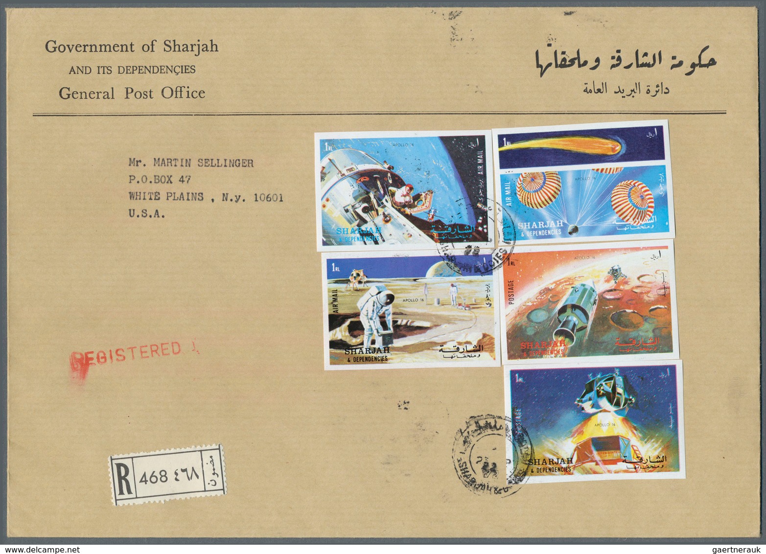 Schardscha / Sharjah: 1972, SPACE, Group Of 19 Covers Addressed To USA, Bearing Atractive Thematic F - Sharjah