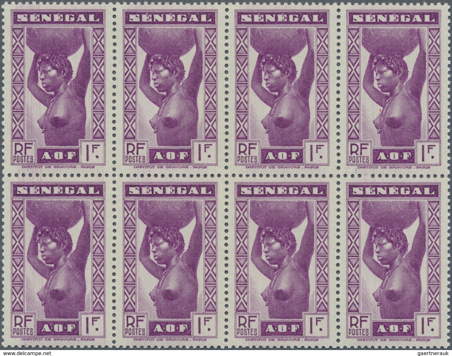 Senegal: 1938, Definitves "Senegalese Woman", 1fr. Violet, 50 Copies Within Units, Unmounted Mint. M - Autres & Non Classés