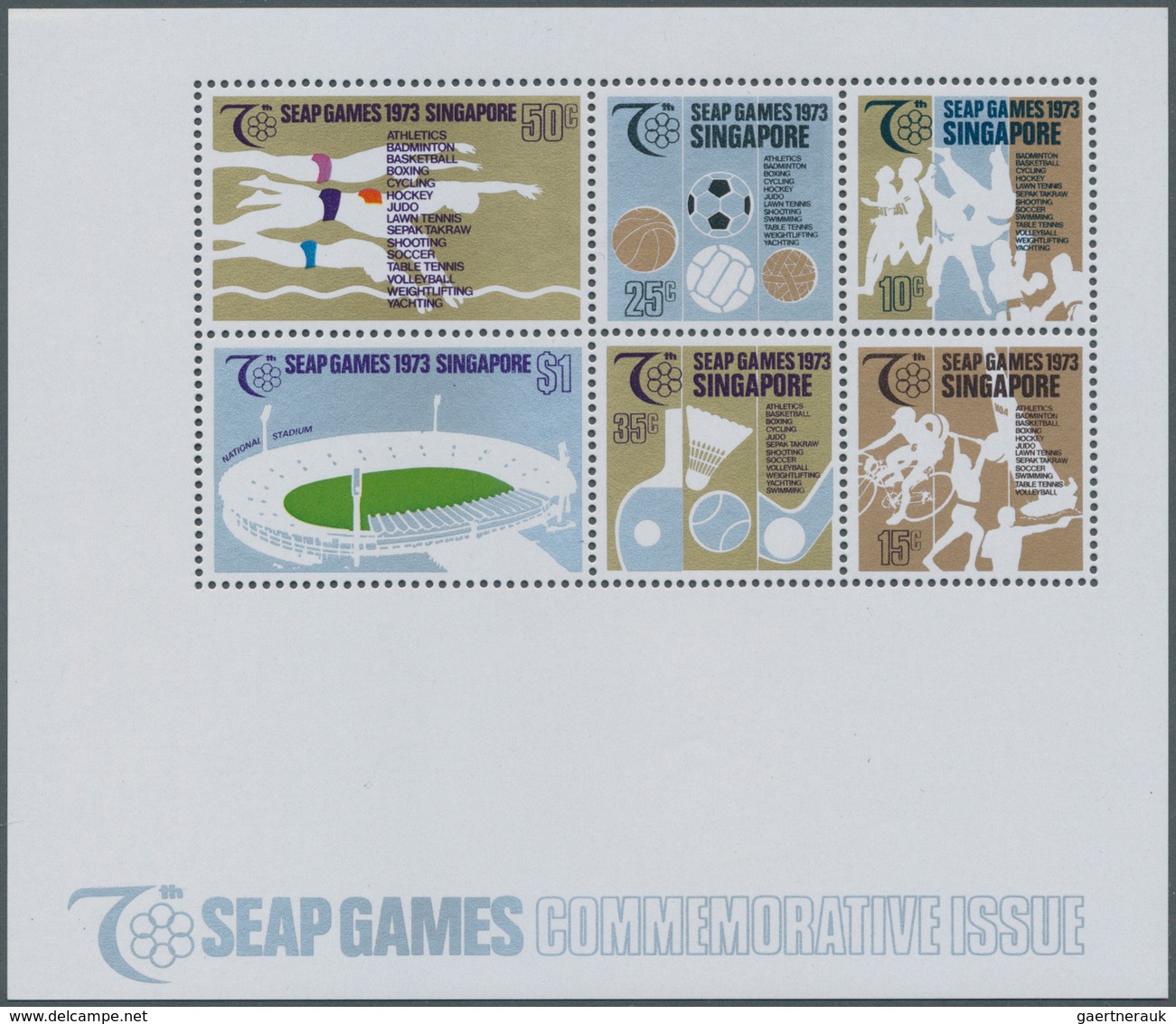 Singapur: 1973, SEAP Games In A Lot With Ten Miniature Sheets, Mint Never Hinged, Mi. Bl. 5, € 450,- - Singapour (...-1959)