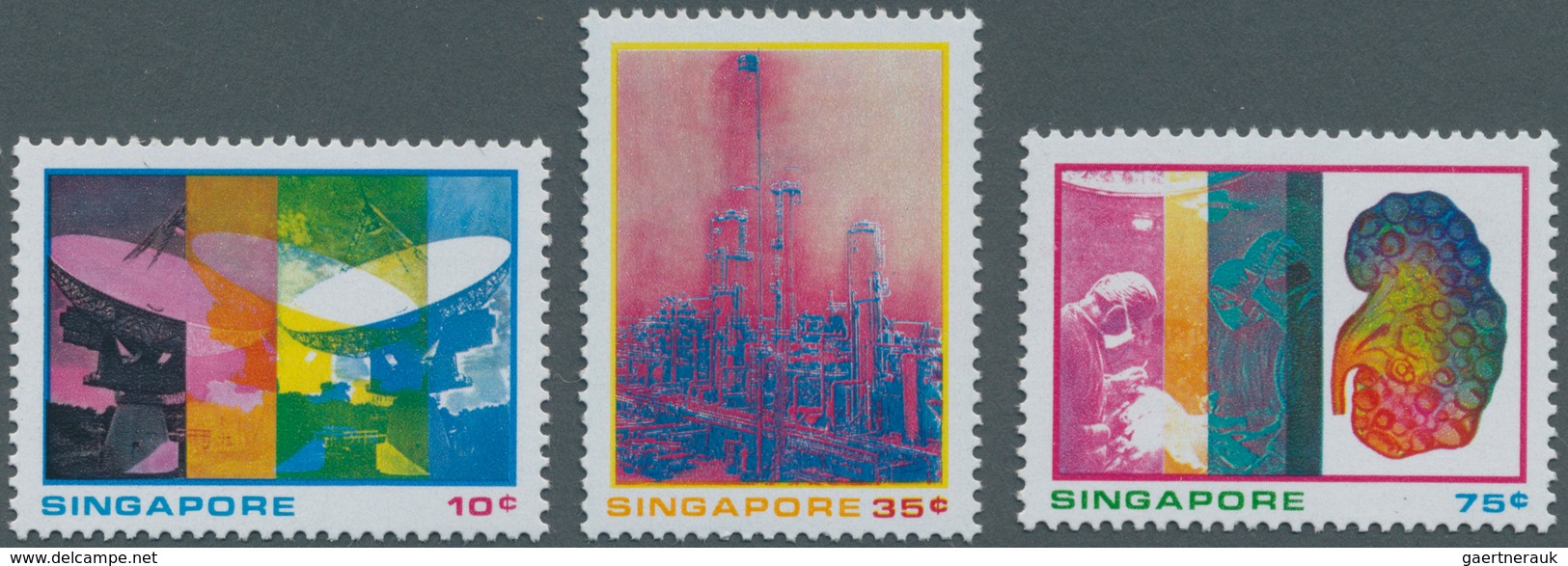 Singapur: 1975, Science And Industry Complete Set Of Three In A Lot With About 500 Sets Mostly In La - Singapore (...-1959)