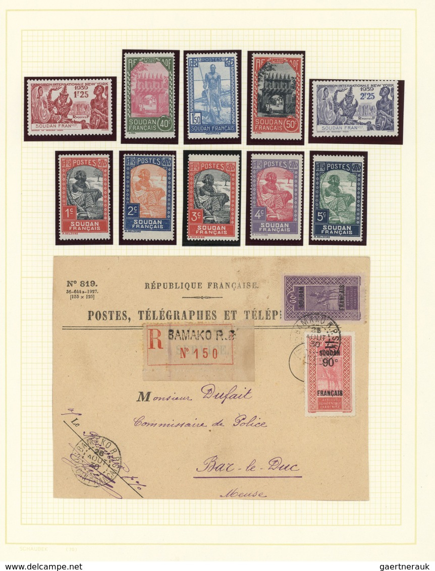 Sudan: 1897-1967, Small Collection On Album Leaves Including French P.O. With Registered PTT Cover F - Soudan (1954-...)
