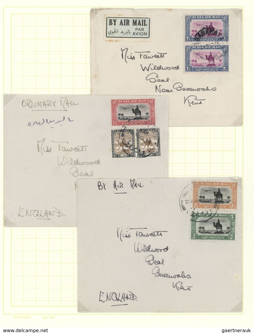 Sudan: 1897-1967, Small Collection On Album Leaves Including French P.O. With Registered PTT Cover F - Soudan (1954-...)