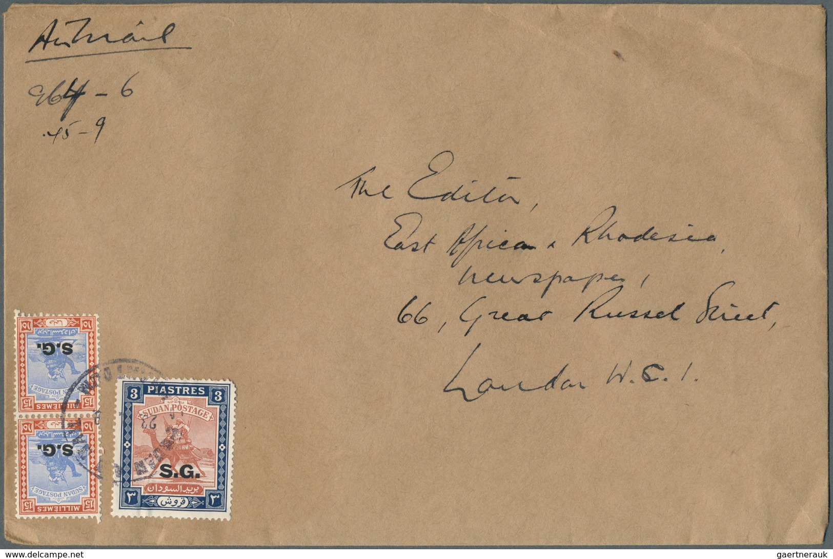 Sudan - Dienstmarken Regierung: 1936/49, Airmail Covers To London Franked Up To 10 Sh (5), Plus Fron - Soudan (1954-...)