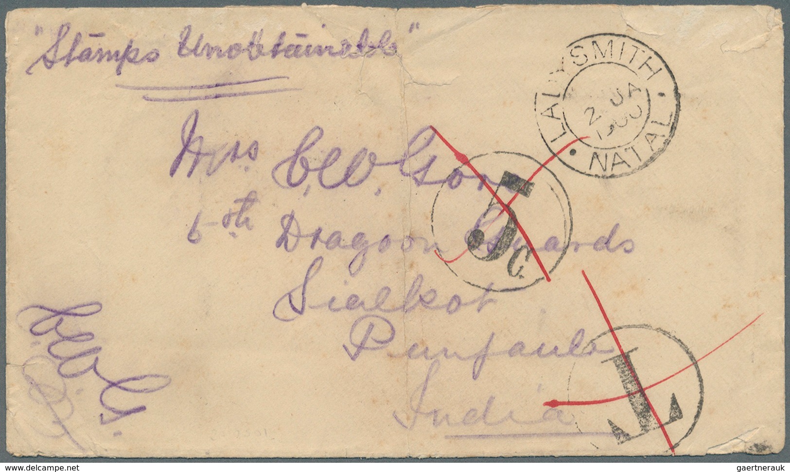 Natal: 1900/1904, Lot Of Six Better Entires: Two Field Post Covers Boer War With Interesting Endosem - Natal (1857-1909)