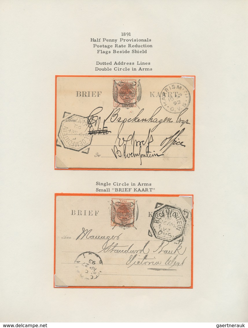 Oranjefreistaat: 1884/1902, THE POSTAL CARDS OF THE ORANGE FREE STATE, Exhibition Collection With 52 - État Libre D'Orange (1868-1909)