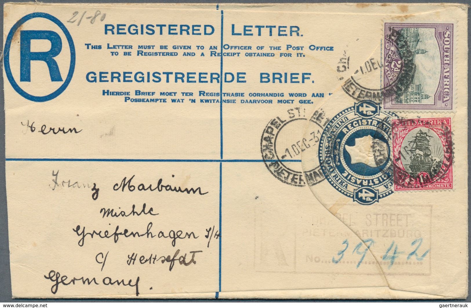 Südafrika - Ganzsachen: REGISTERED LETTERS: 1915/80 (ca.), Duplicated Accumulation Of About 220 Most - Autres & Non Classés