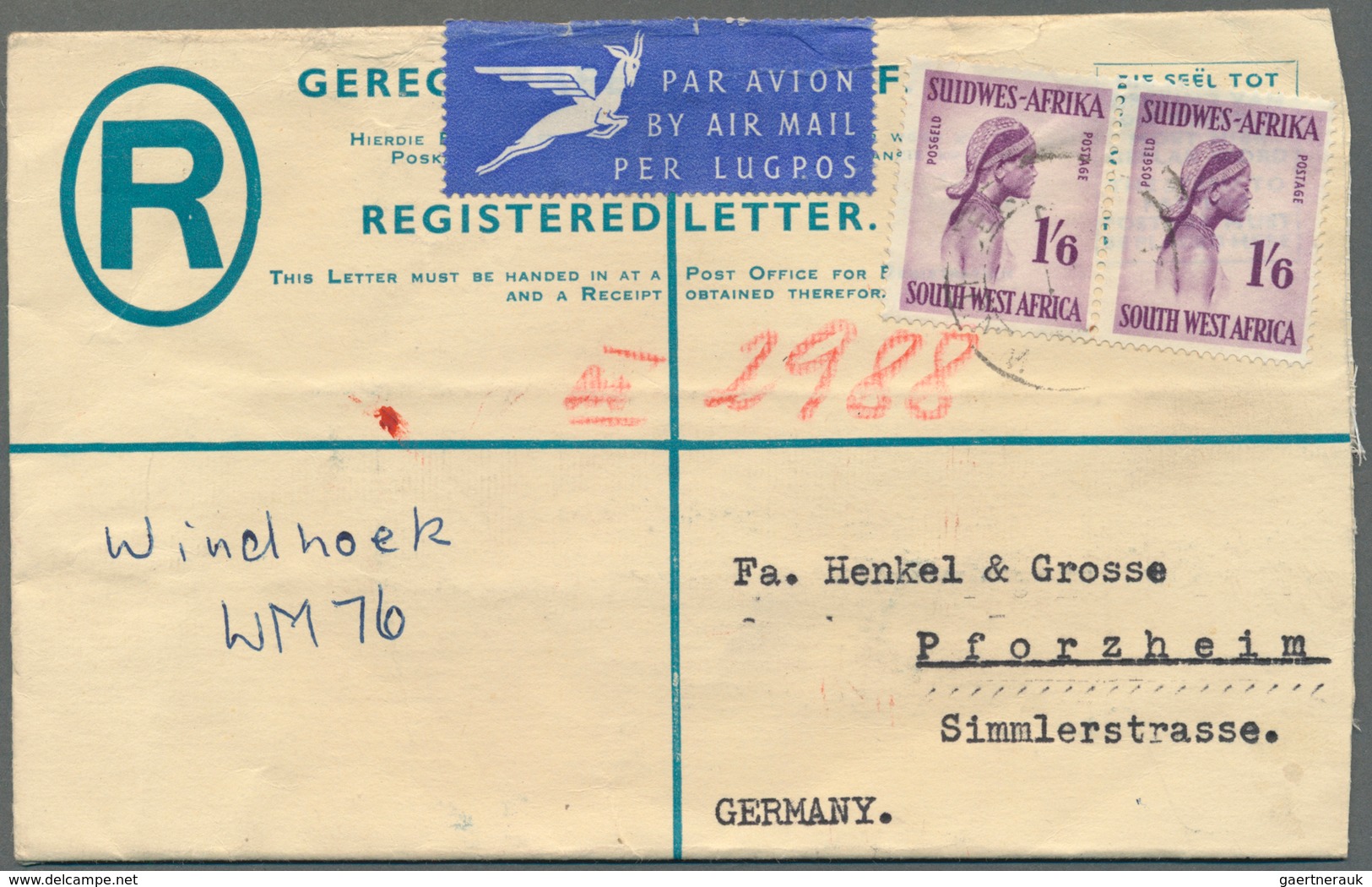 Südafrika - Ganzsachen: 1958, South Africa/South West Africa, Group Of Five Uprated Registered Stati - Other & Unclassified