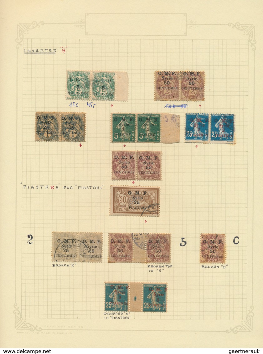 Syrien: 1919/1923, Chielfy Mint Assortment Of 57 Stamps With Overprint Varieties, Showing Single Inv - Siria