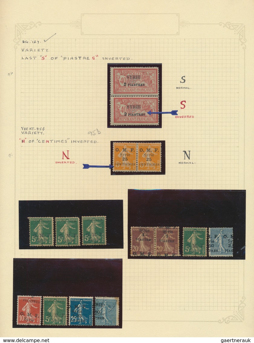 Syrien: 1919/1923, Chielfy Mint Assortment Of 57 Stamps With Overprint Varieties, Showing Single Inv - Siria