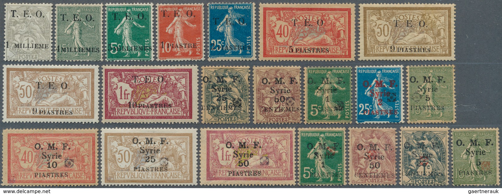 Syrien: 1919/1924, Mint Assortment Of Overprint Issues Incl. Better Items, E.g. Maury Nos 1, 4/8, 9 - Syrie