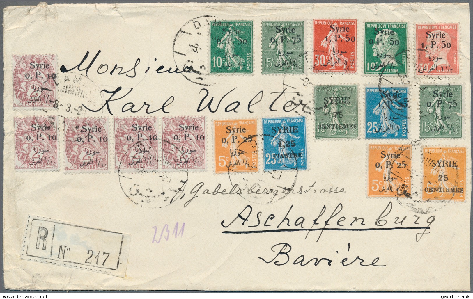 Syrien: 1919/1956, collection on stockpages incl. apprx. 53 covers/cards/ppc with many interesting p