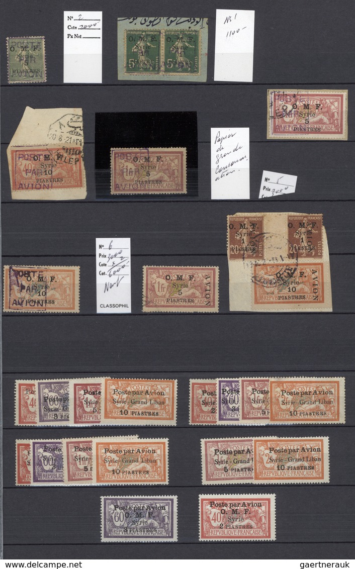 Syrien: 1920/1923, Airmails, Mint And Used Lot Of 27 Stamps, E.g. Maury 2 Mint, 3 On Piece, 5 On Pie - Siria