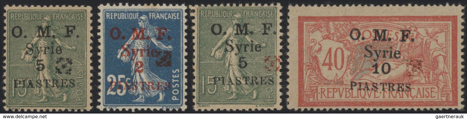 Syrien: 1920-58, Stock Of Mint Stamps And Blocks Including 1920, 4m On 10pa Purple, Surcharge Omitte - Siria