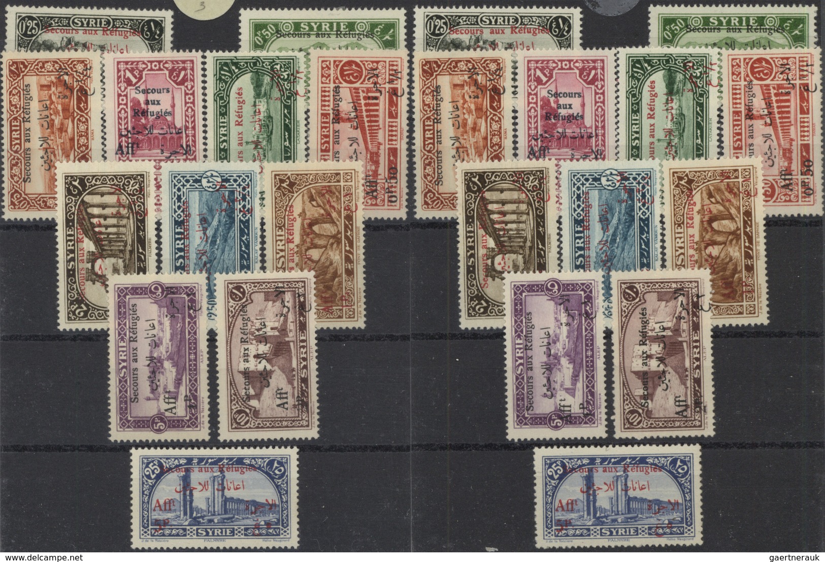 Syrien: 1924/1945 (ca.), predominantly mint accumulation on retail cards incl. many complete sets, a