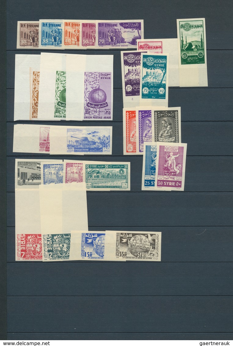 Syrien: 1937/1955, Mint Collection Of Apprx. 96 IMPERFORATE Stamps With Only Complete Issues Incl. 1 - Siria