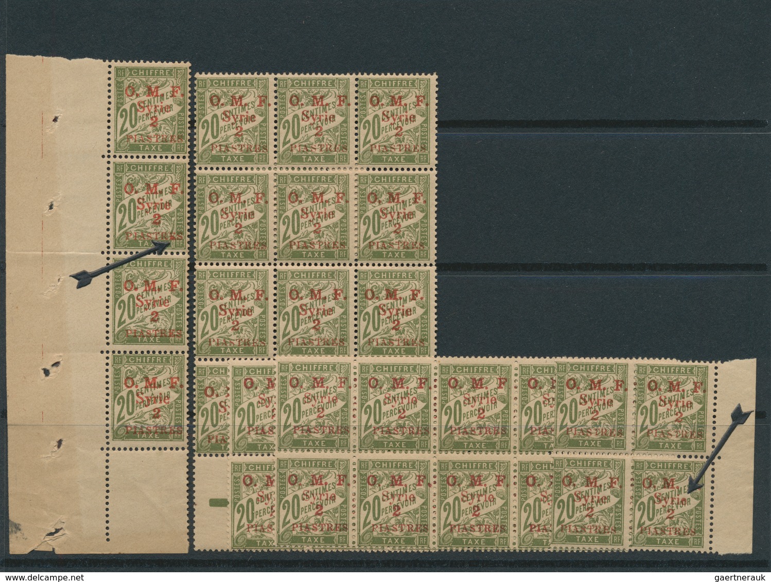 Syrien - Portomarken: 1920/1924, u/m assortment of different issues, mainly (larger) units. Maury 7.